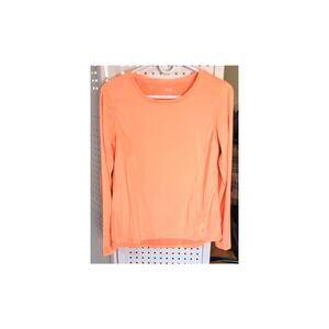 Womens Juniors DANSKIN NOW M 8-10 Neon Orange Long Sleeve Workout Top Activewear